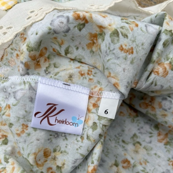 JK Heirloom Yellow Floral Girls Boutique Dress Size 6 - Picture 3 of 13